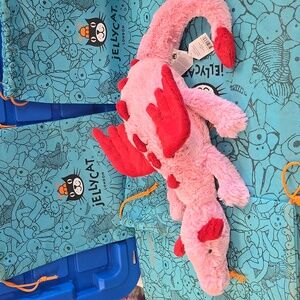 NWT Jellycat 'Heart' Dragon, Your Choice Of Dust Bag,NEW or OLD Version